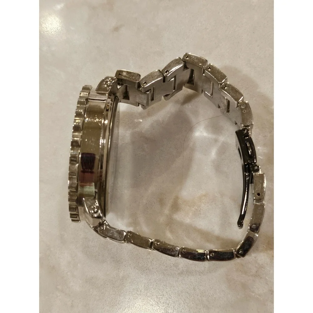 Ice King Quartz Watch Silver Tone Stainless Steel Checkered‎ Dial Mens